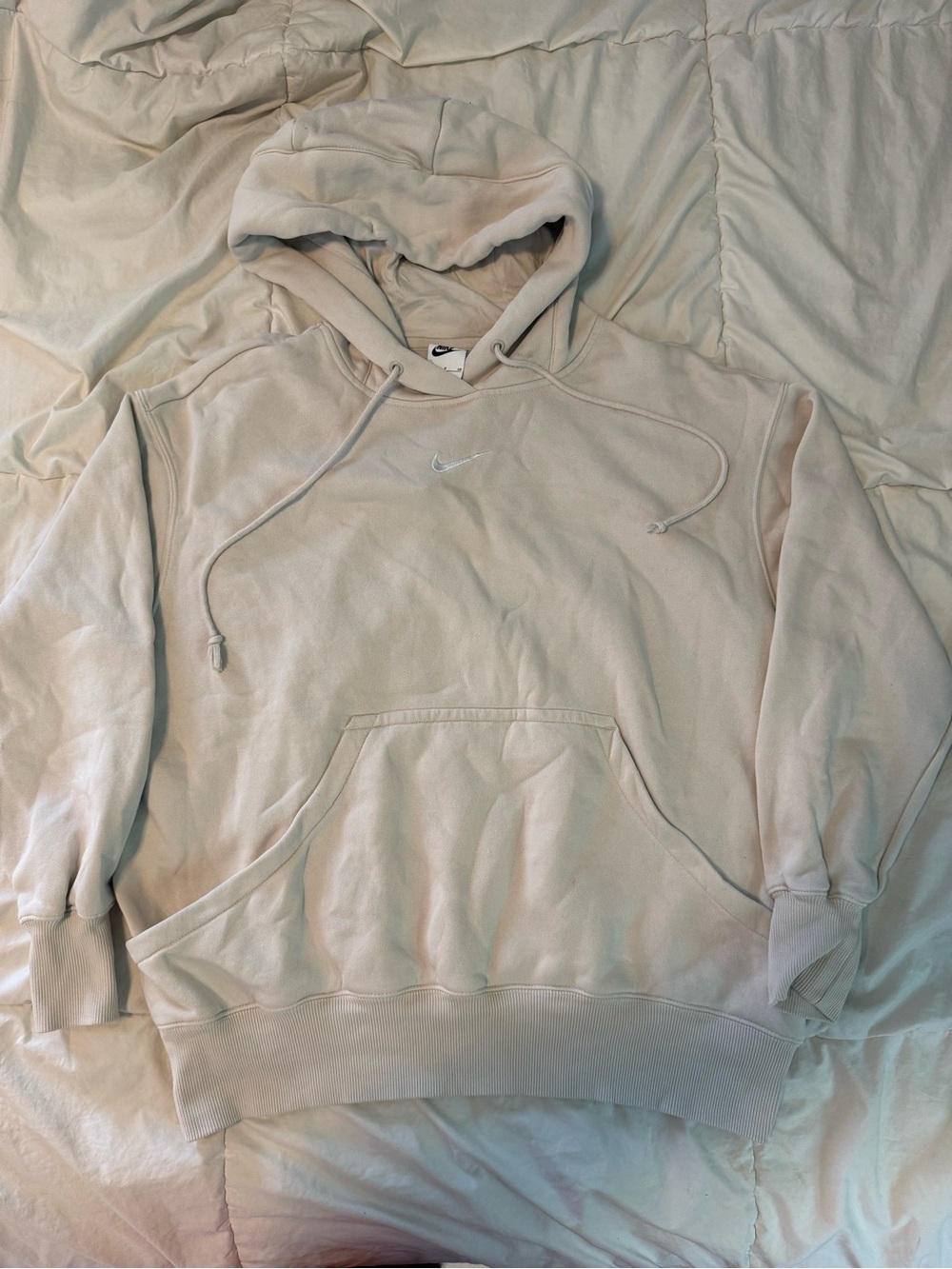 Nike Light Cream Pullover Hoodie with Embroidered Swoosh